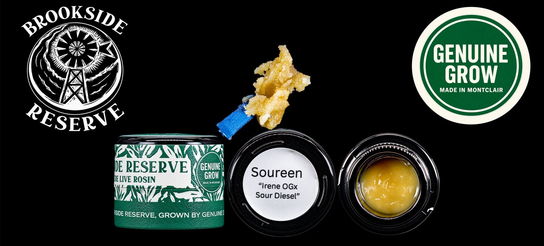 Brookside Reserve live rosin, Soureen, grown by Genuine Grow